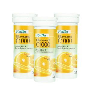Raffles Effervescent C1000 + Zinc 15mg Bundle (3 Tubes, 10 Tablets each)
