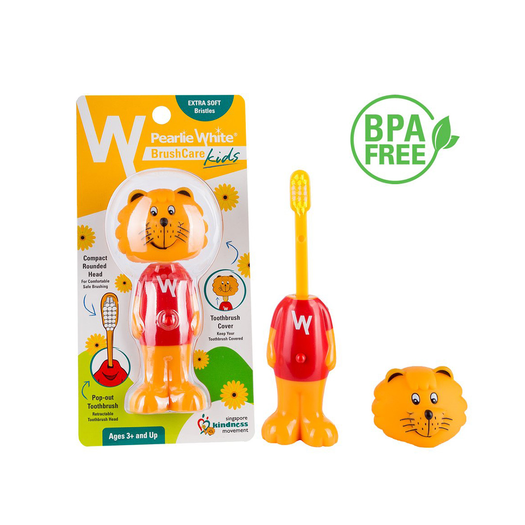 Pearlie White BrushCare Kids Pop-Up Extra Soft Toothbrush (Singa)
