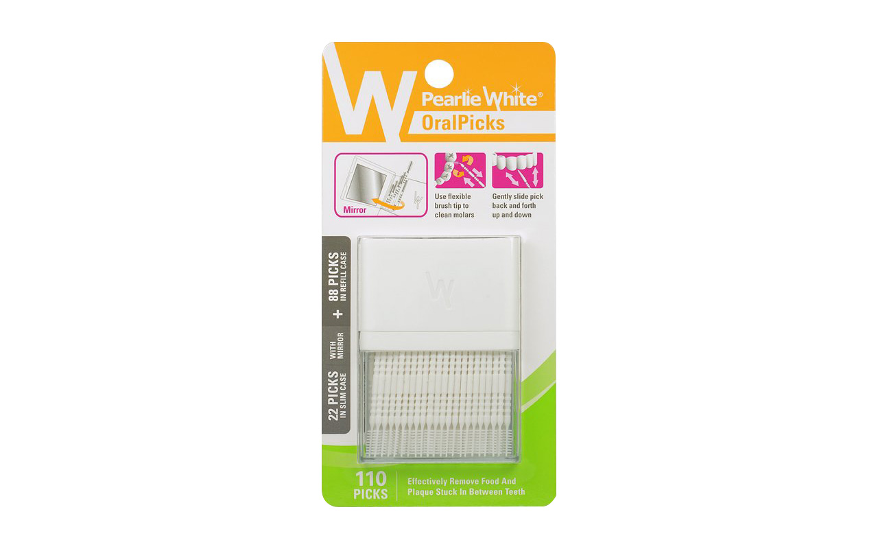 Pearlie White Oral Picks 100pcs Slim Case With Mirror