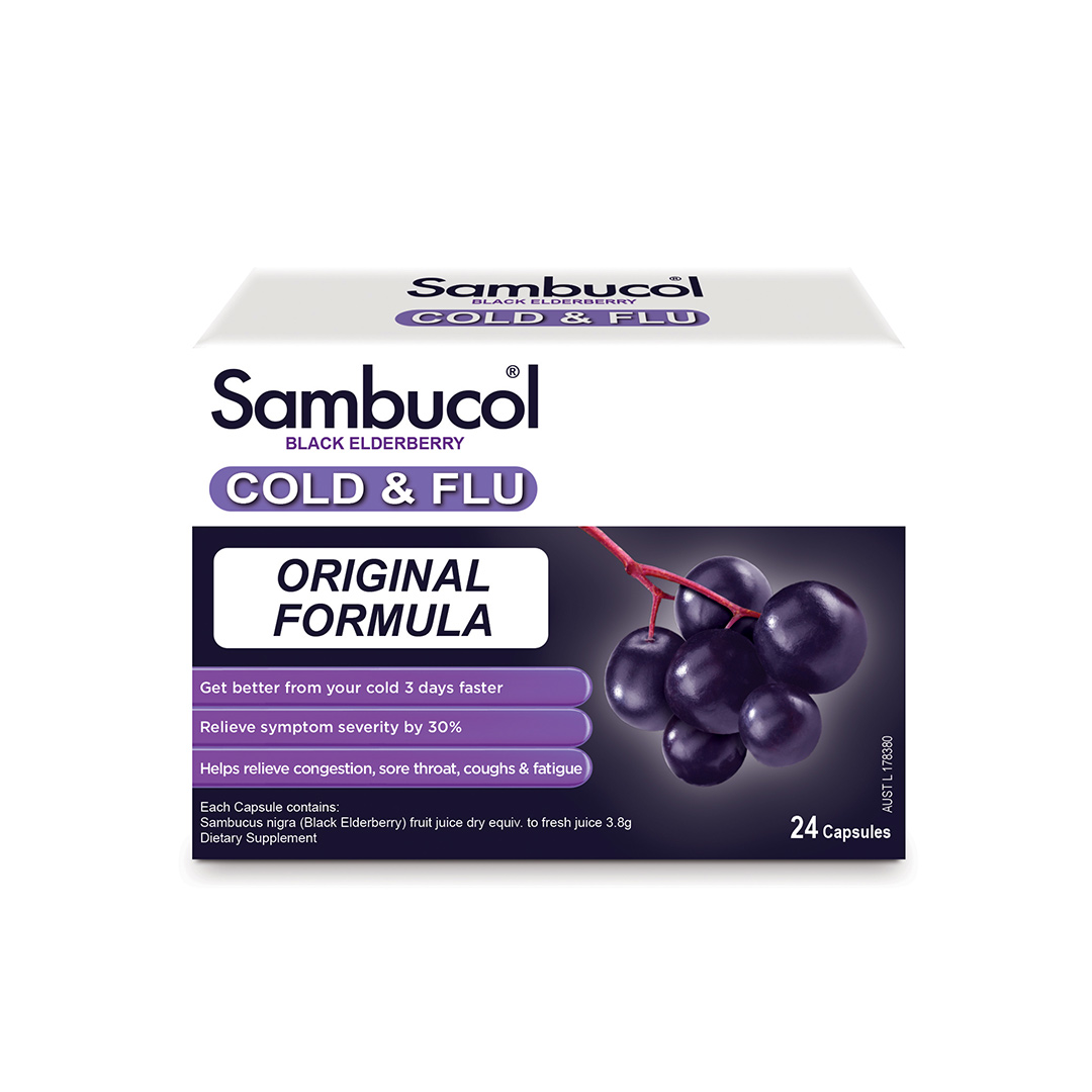 Sambucol Black Elderberry Cold & Flu (AUS version), 24 caps