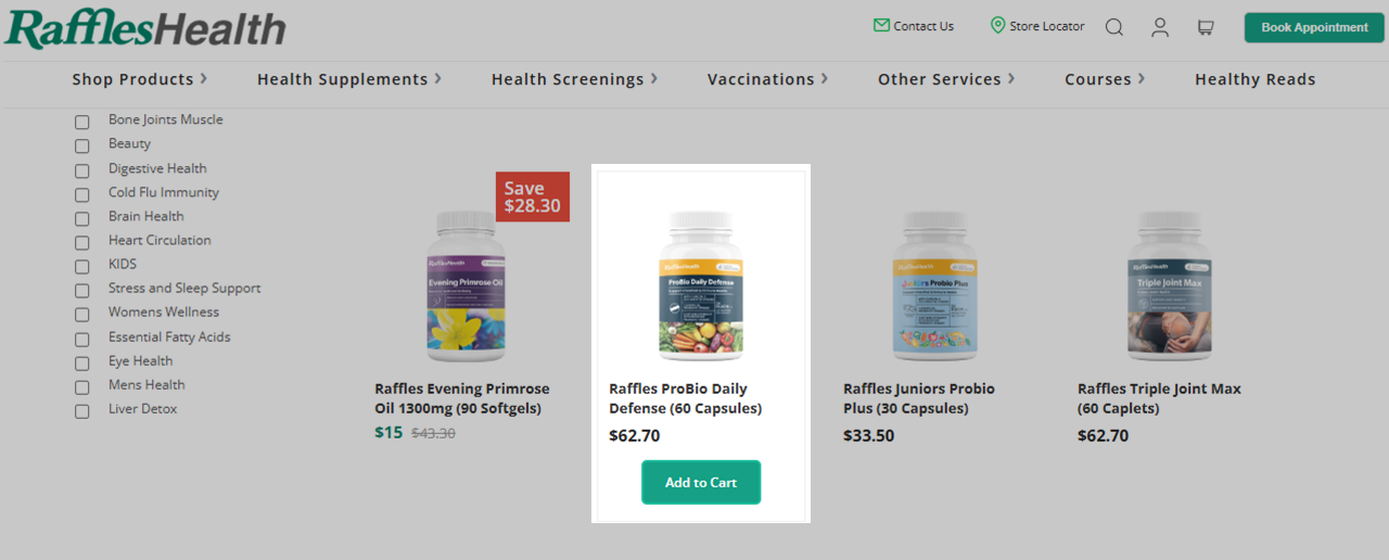 2. Add the items into your shopping cart.