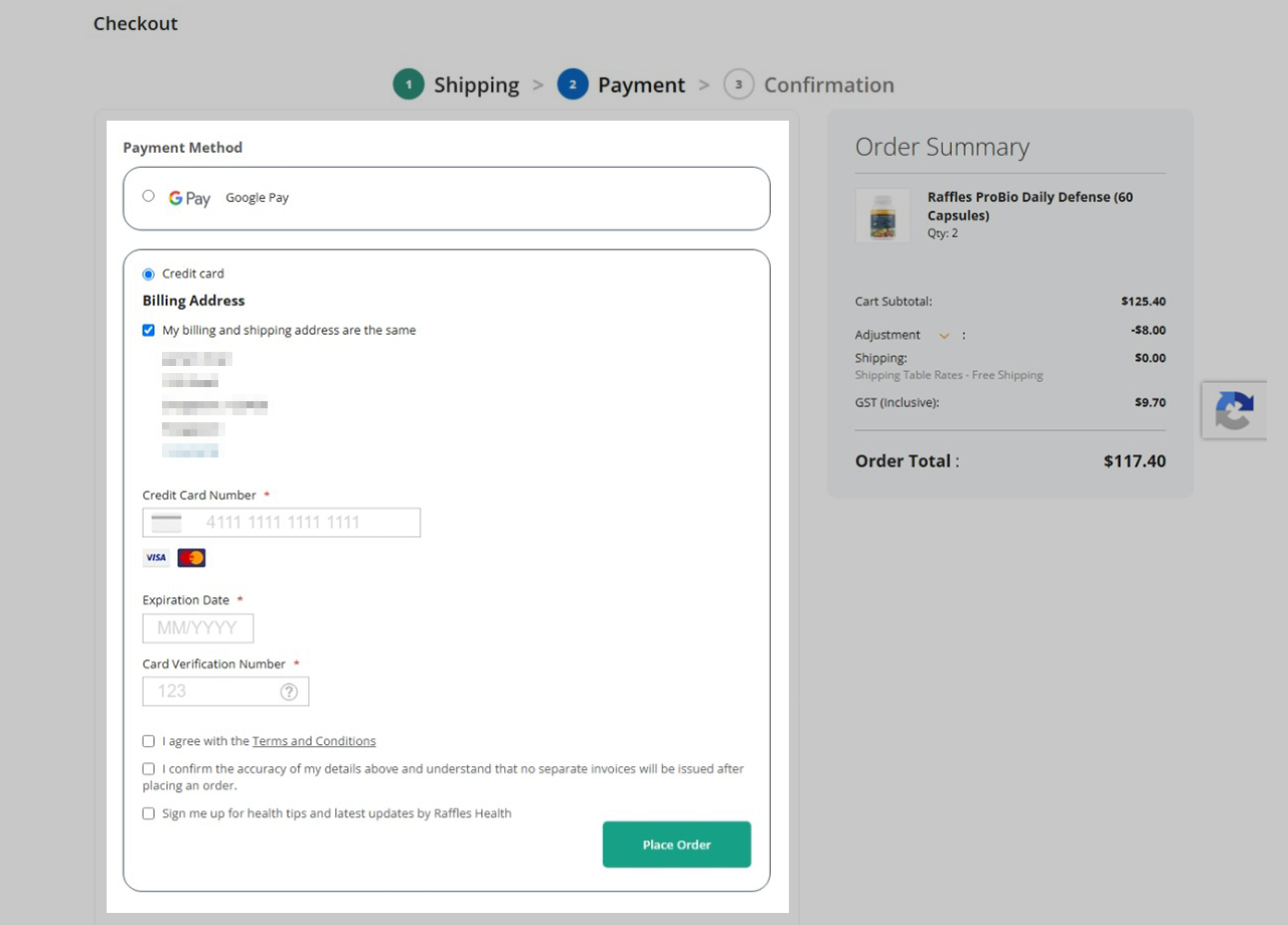 Enter your credit card information.