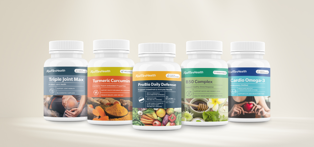 Premium health supplements arranged aesthetically