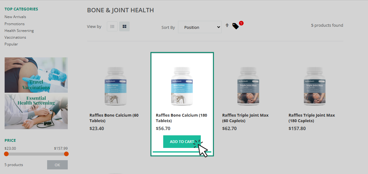 2. Add the items into your shopping cart.